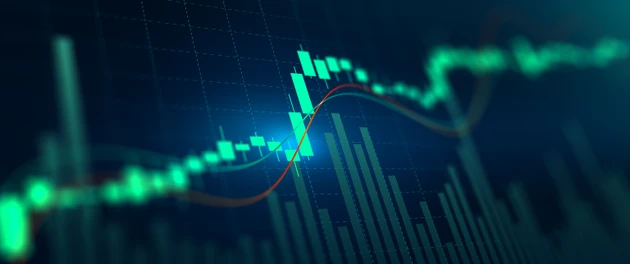 Financial static analysis. Online trading and Investment growth chart.
