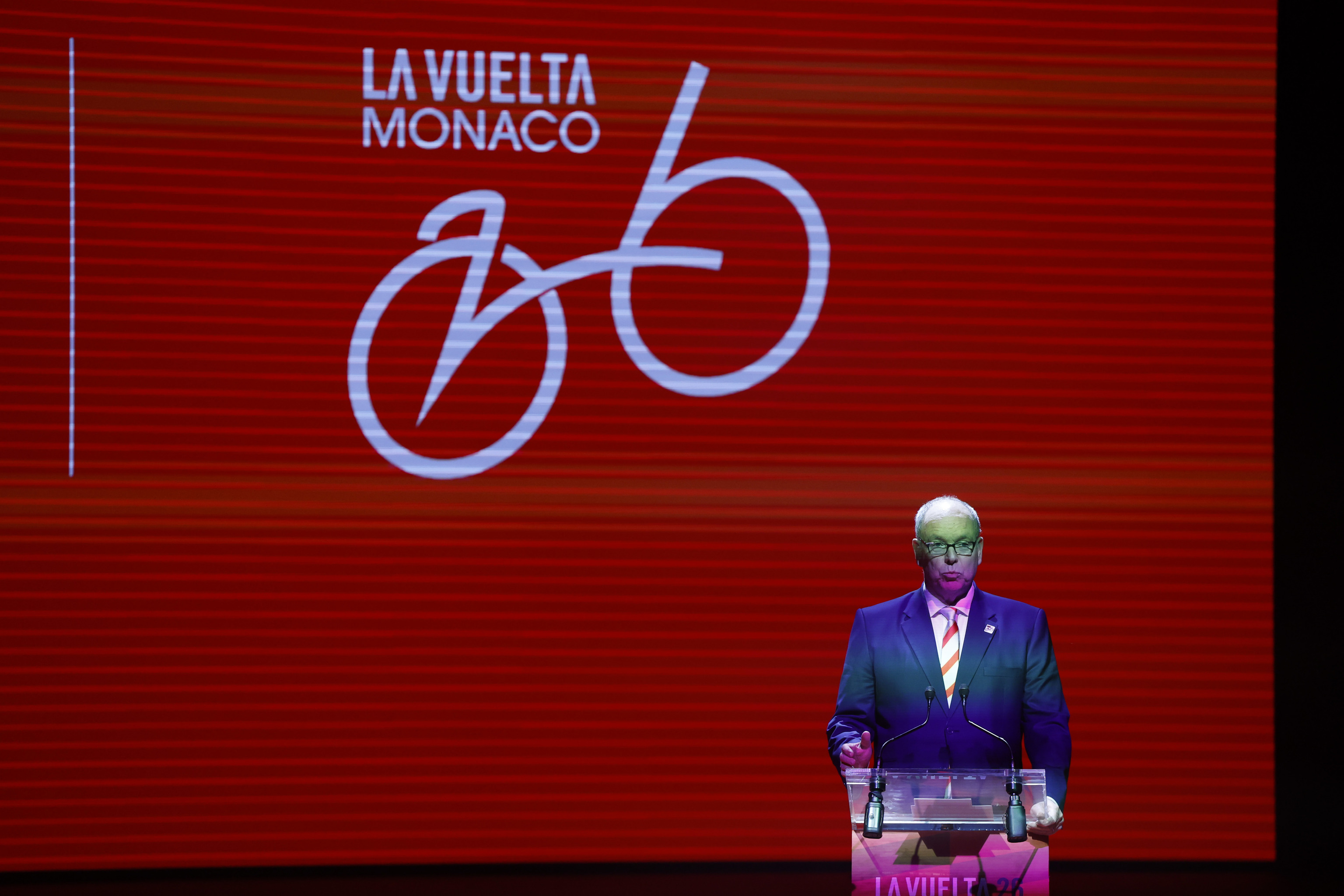 El Pr�ncipe Alberto II de M�naco, durante la presentaci�n de la Vuelta 2026.