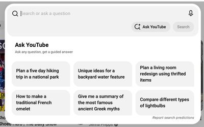 youtube search interface