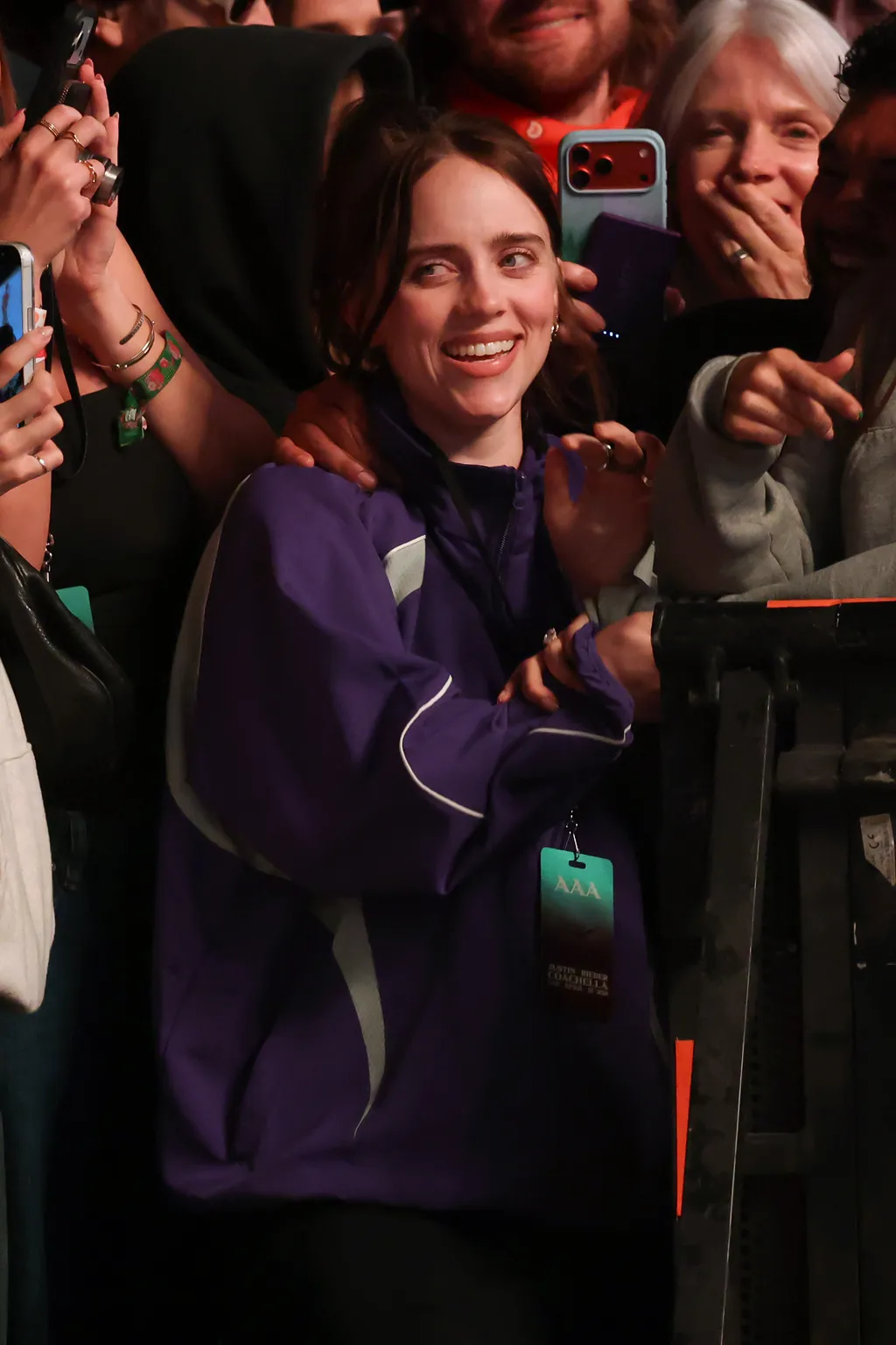Image may contain Billie Eilish Maggie Baird Head Person Face Adult Photography Portrait Happy and People