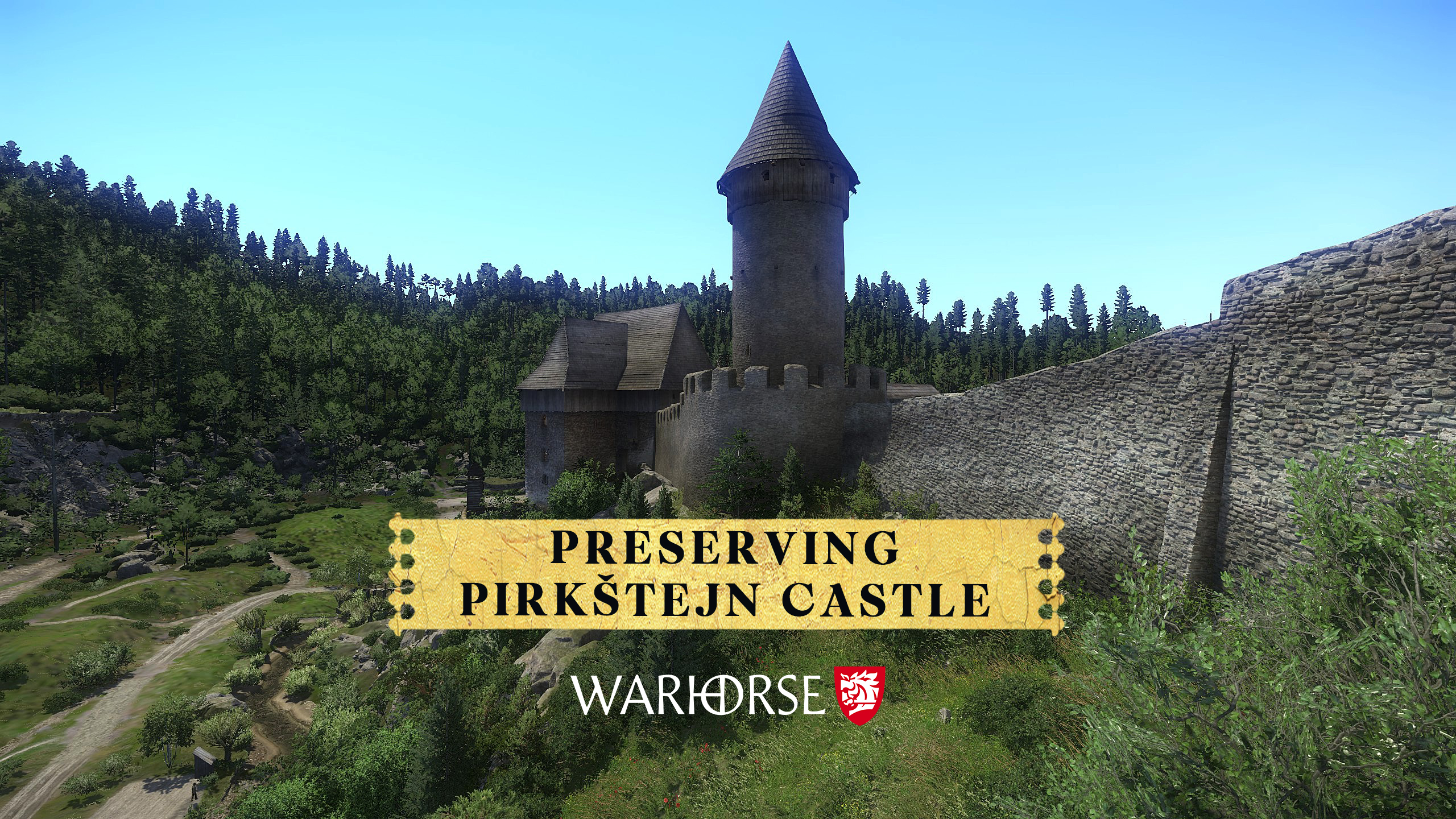 An image of Pirkštejn Castle as it appears in Kingdom Come: Deliverance.