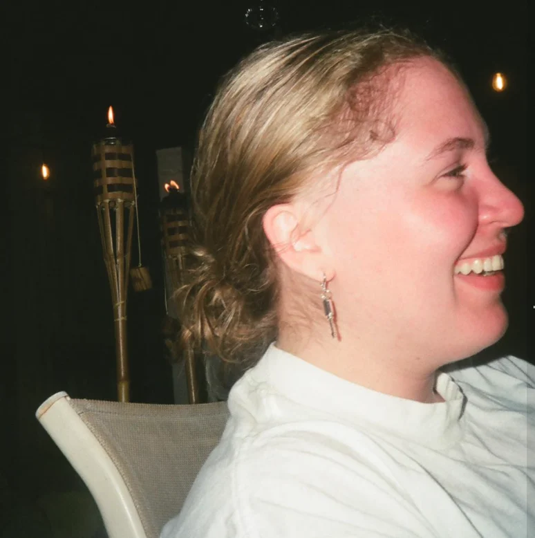 side profile of white, blonde woman's face