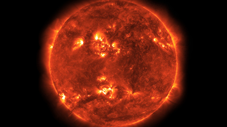 A picture of the sun with a black background