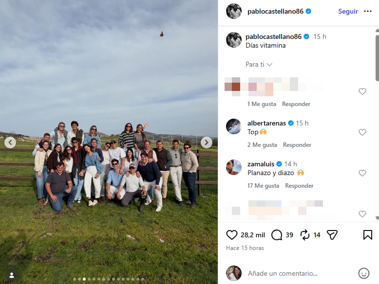 La foto compartida por Pablo Castellano, en la que aparecen Rivera y Roca Rey.