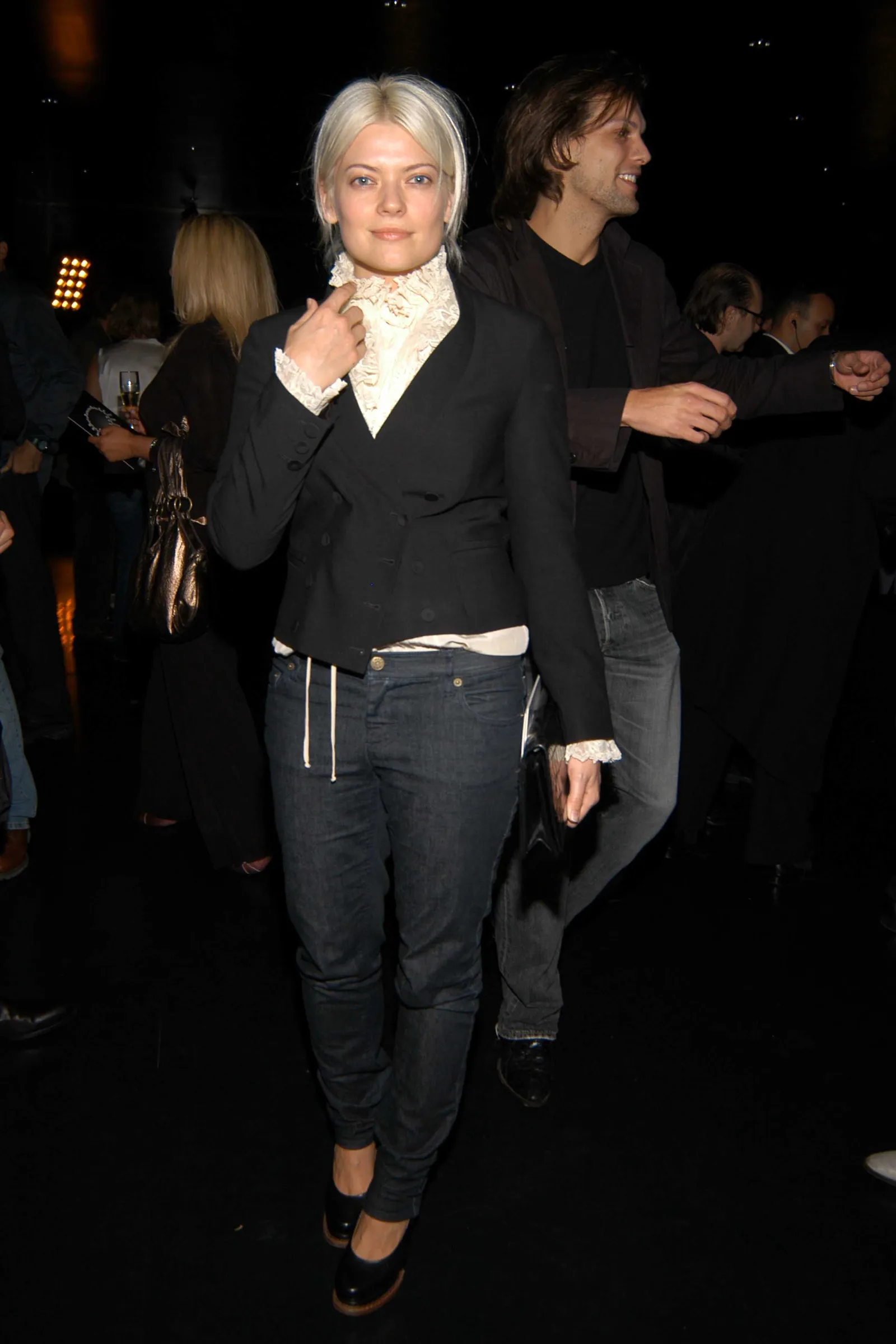 Image may contain Jemma Kidd Jake Lacy Clothing Pants Adult Person Jeans Coat Jacket Blazer Face and Head