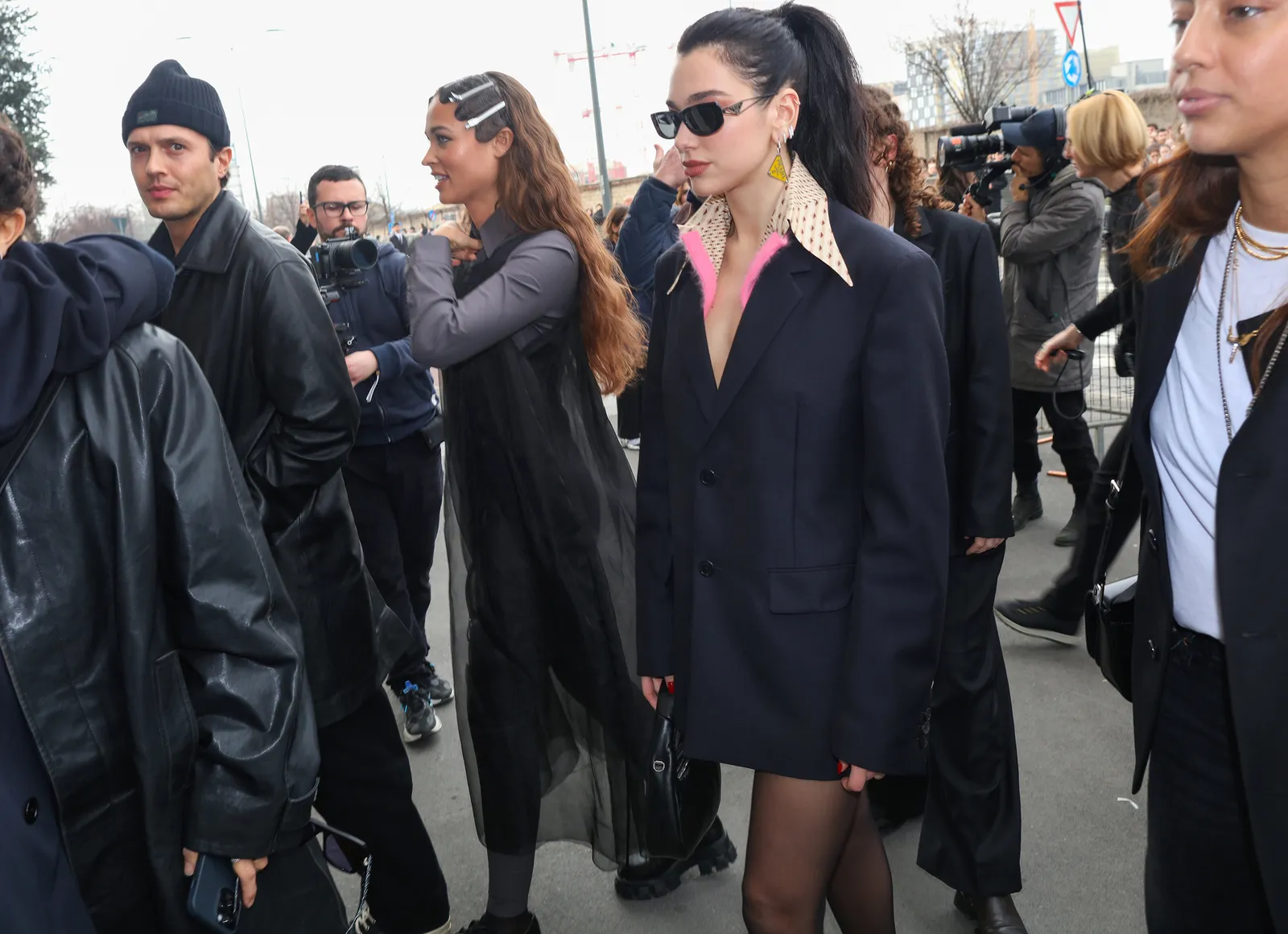 Dua Lipa wears Prada. Milan fall 2023 readytowear show.