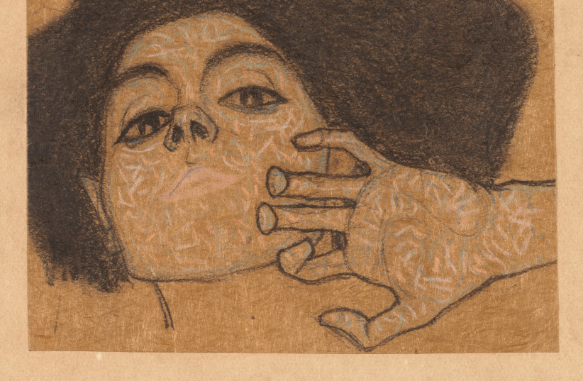 Head of a Woman (1908) by Egon Schiele. Vintage illustration by famous artist Egon Schiele. Vintage hand drawn artwork illustration.