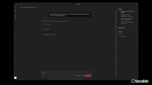 Video explaining how Tenable Hexa AI functions as the orchestration layer connecting your preferred LLM to your preferred patching tool,