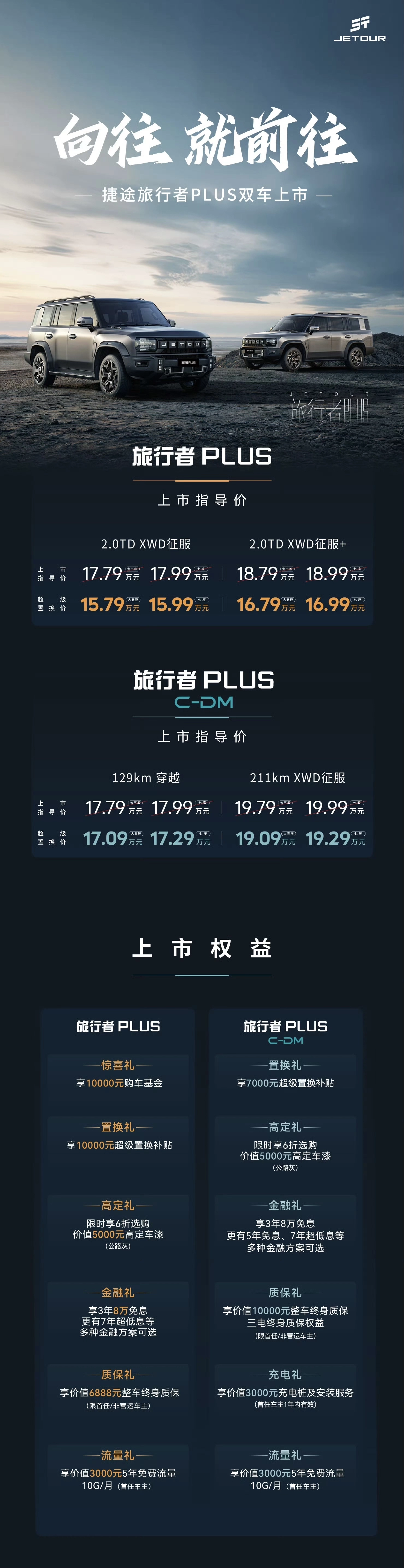 奇瑞捷途旅行者 PLUS 双车上市,超级置换价 15.79 万元起