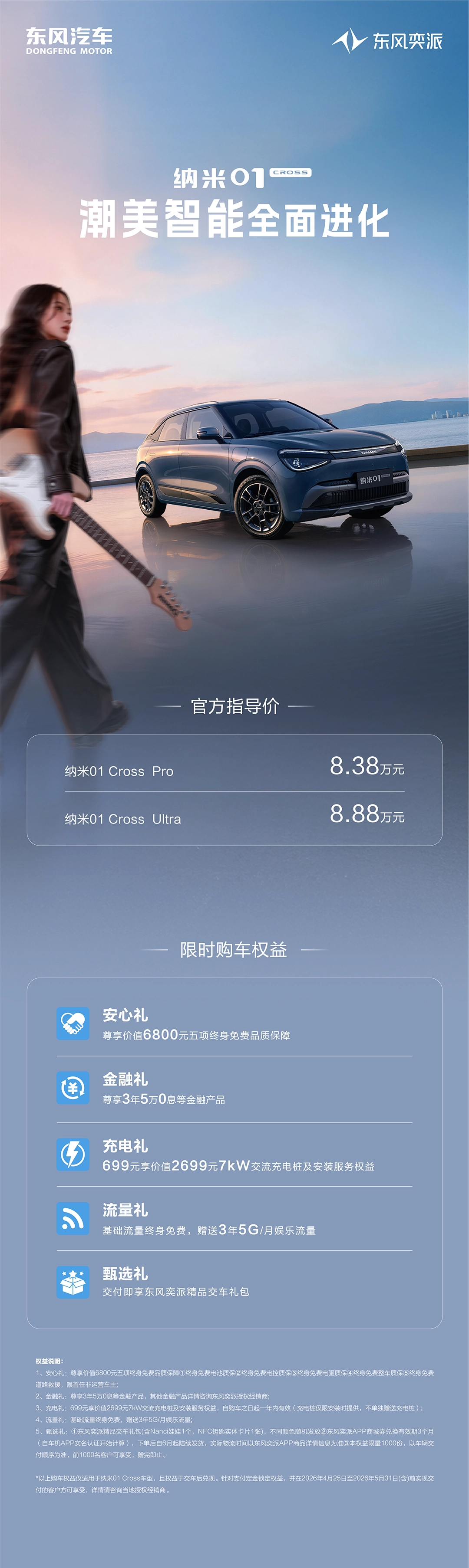 东风纳米 01 Cross 纯电小车上市:支持 L2 级组合驾驶辅助,8.38 万 / 8.88 万元 图片