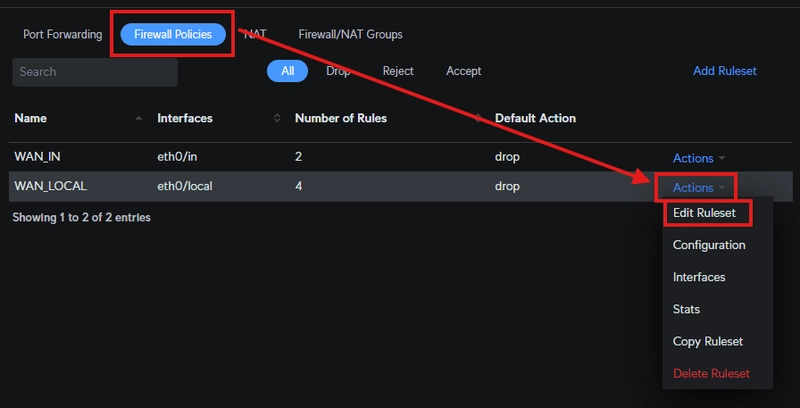 Edit Ruleset