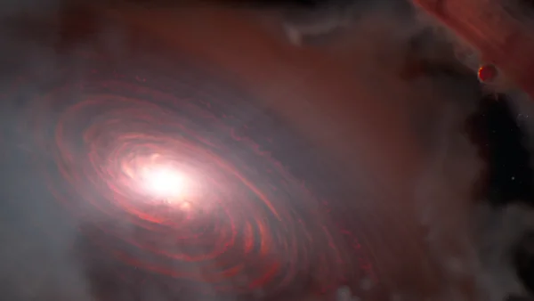 An illustration of a protoplanetary disk around a young star