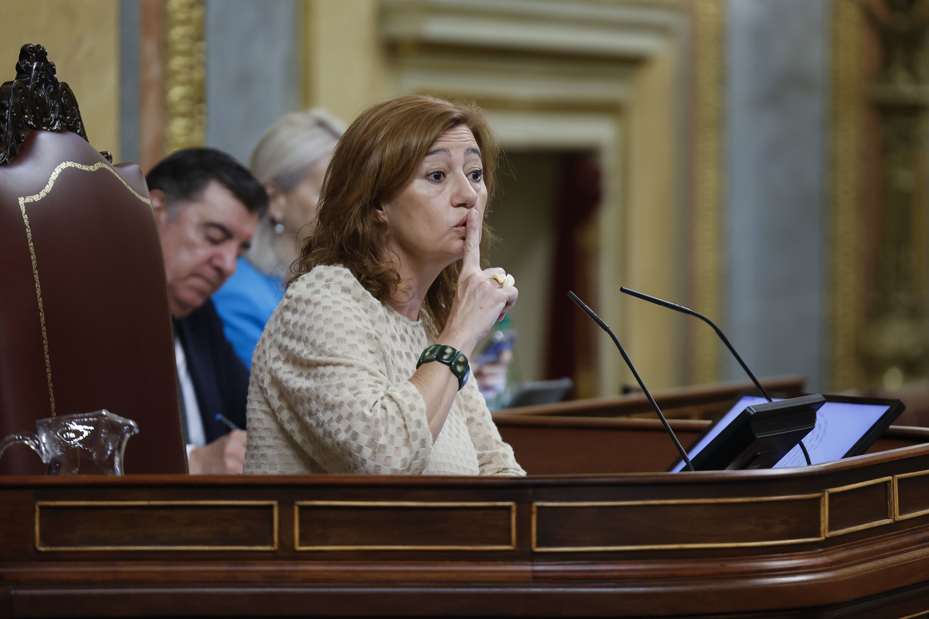 La presidenta del Congreso, Francina Armengol, pide silencio durante la sesi�n de control al Gobierno.