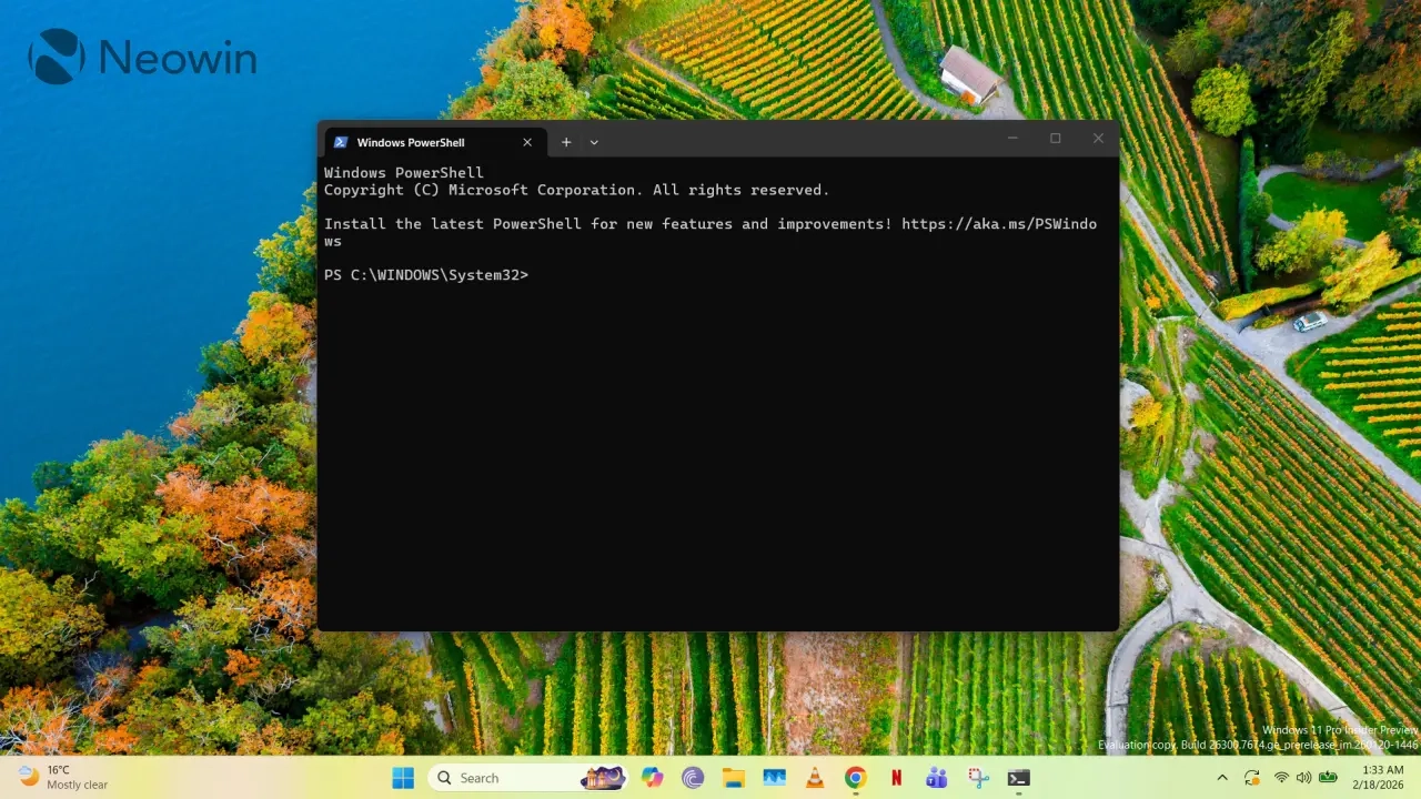PowerShell terminal open in Windows 11
