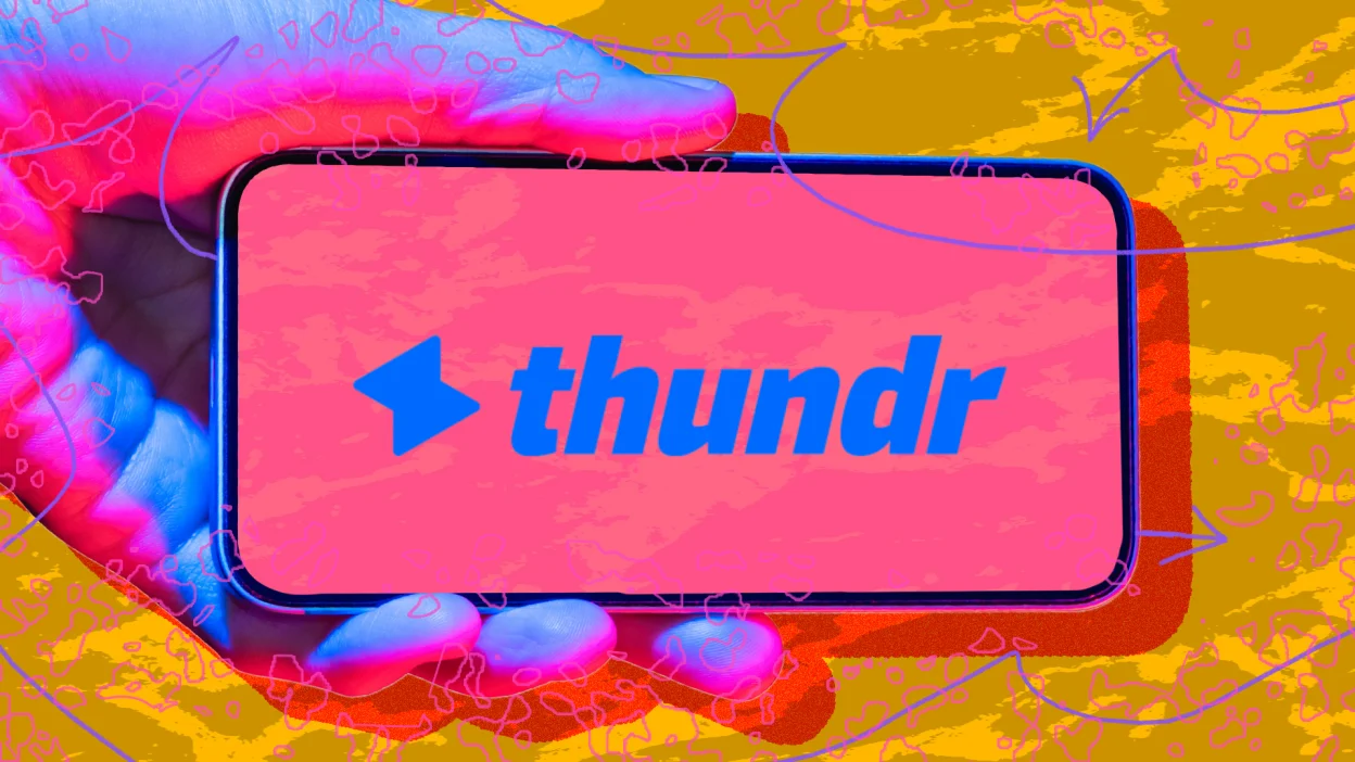 thundr logo on an iphone