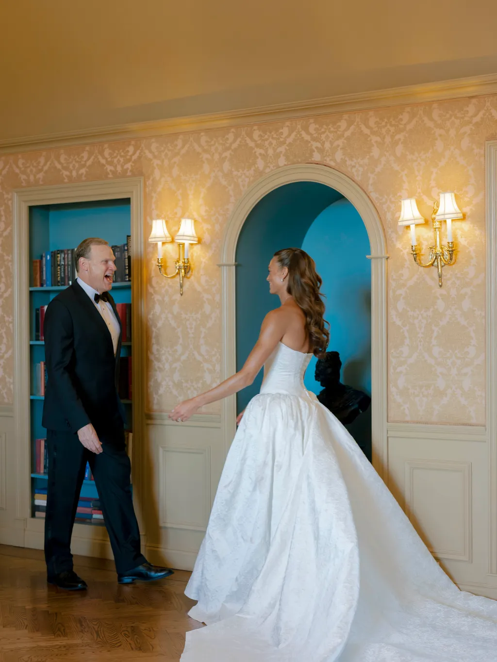 Image may contain Mariah Williams Clothing Dress Formal Wear Body Part Hand Person Fashion Gown and Wedding