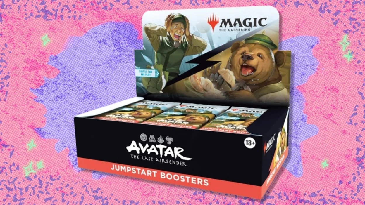The Magic: The Gathering — Avatar: The Last Airbender Jumpstart Booster Box on a purple and red background