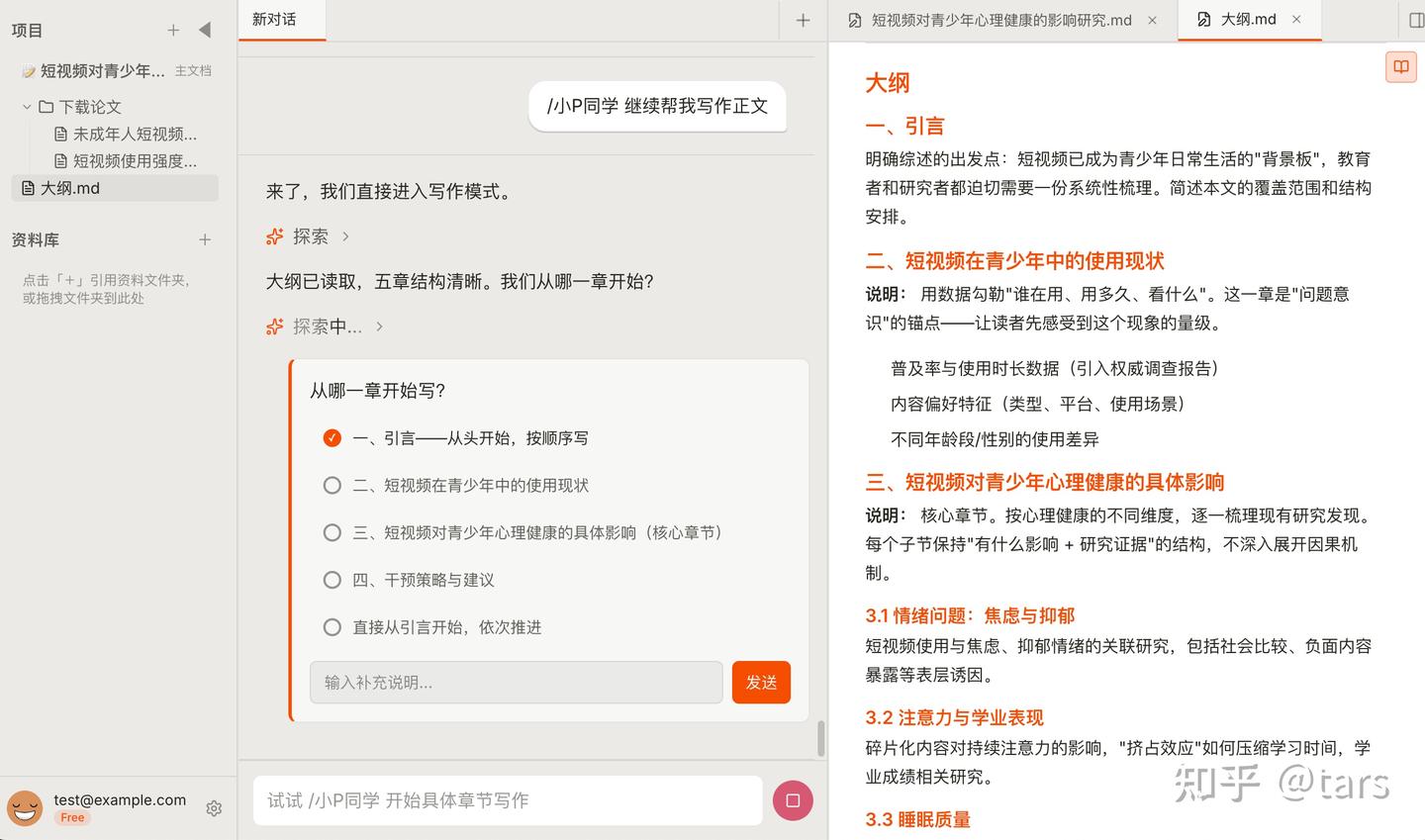 正文写作模式