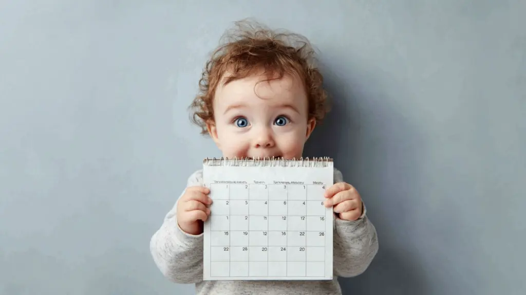 Niño con calendario en la mano
