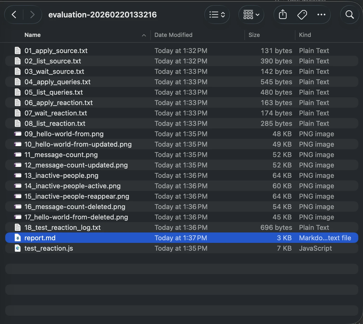 Screenshot of Agents report output in a folder with other files. 