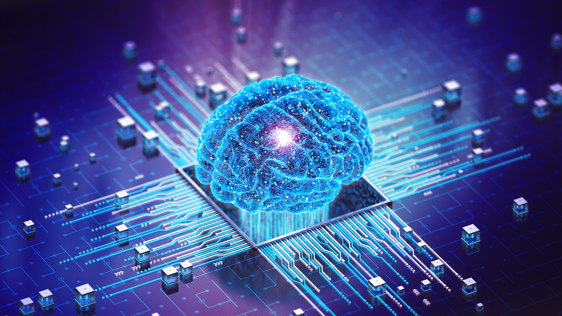Digital mind, brain, artificial intelligence concept.