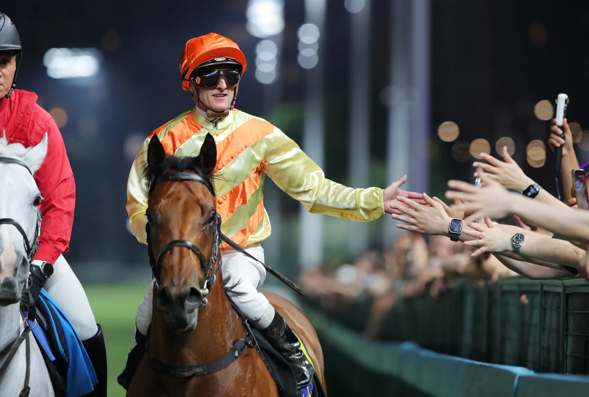 Thunder Prince, ridden by Zac Purton, returns after winning at Happy Valley. Thunder Prince, ridden by Zac Purton, returns after winning at Happy Valley.