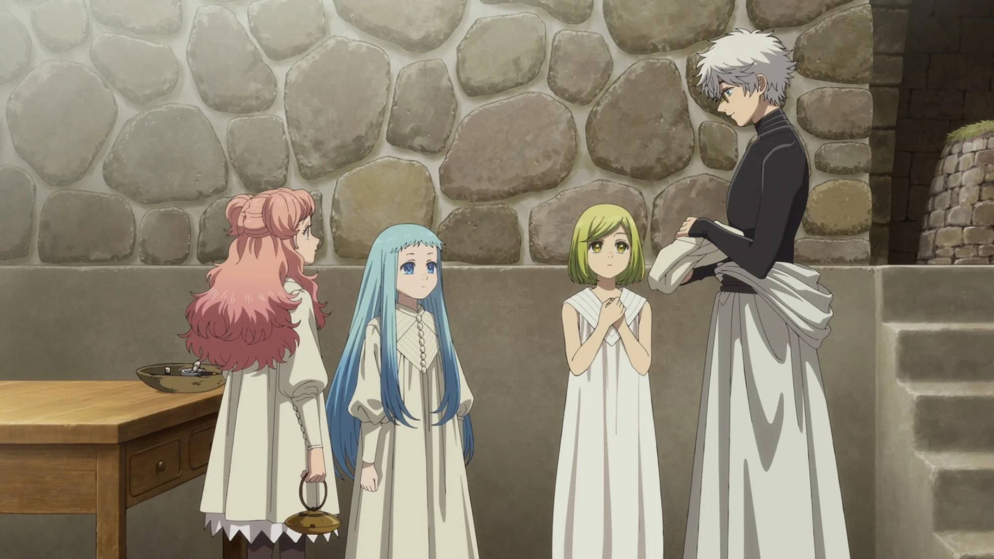 Tetia, Richeh, Coco, and Qifrey in "Witch Hat Atelier."