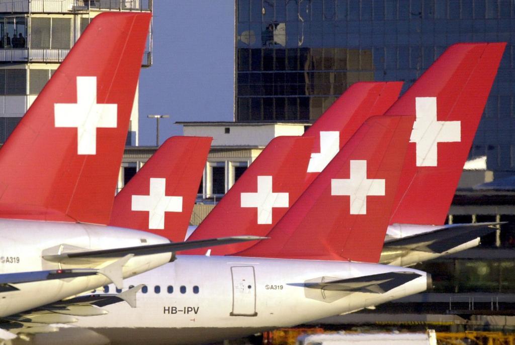 Aviones de Swiss Air en imagen de archivo.