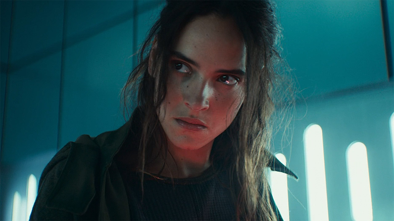 A close up of Bix Caleen looking at an off-screen Doctor Gorst in Andor season 2 episode 6