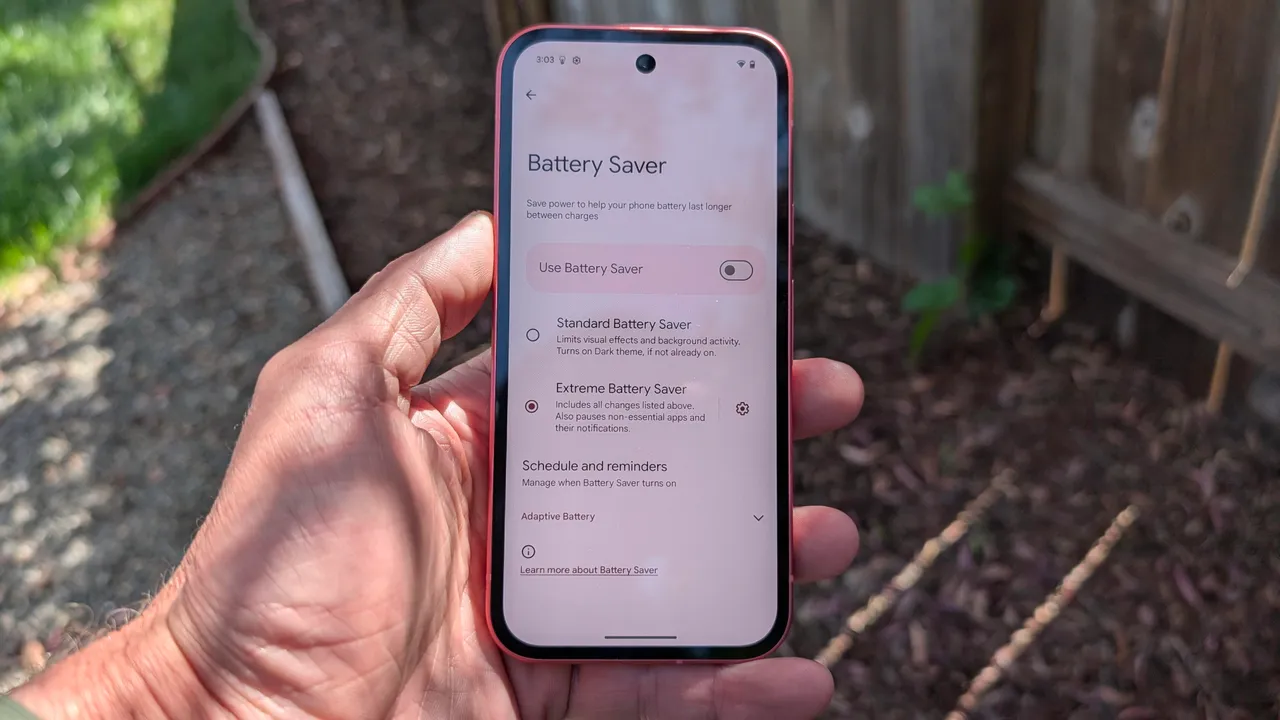 Pixel Battery Saver Mode settings