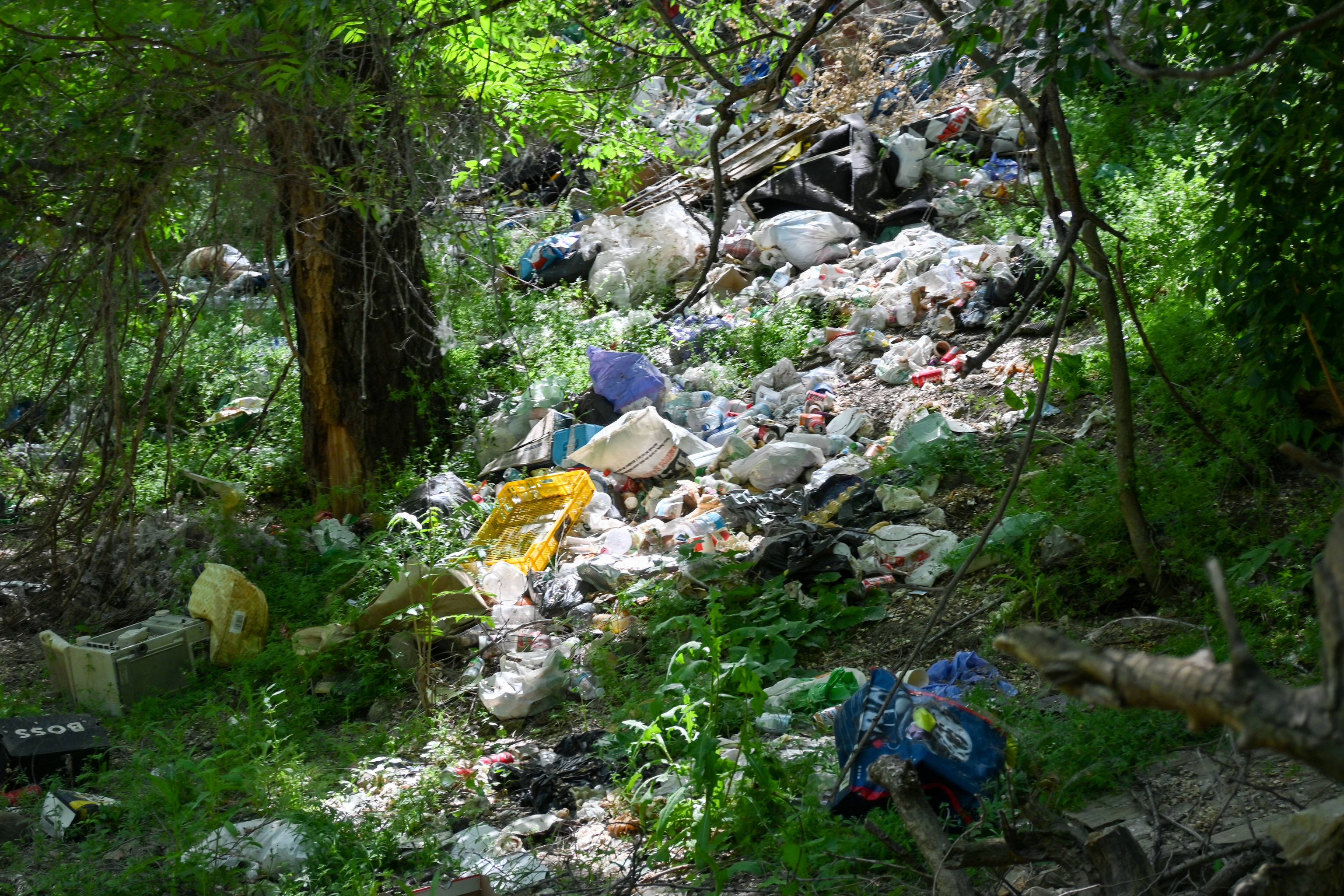 La ladera del r�o cubierta de basura.