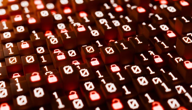Binary Code and Padlock Icons Representing Massive Data Breach and Cyber Security Risks