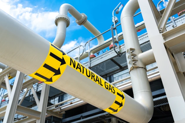 The inlet section of the gas pipeline to the natural gas cooling unit after compression