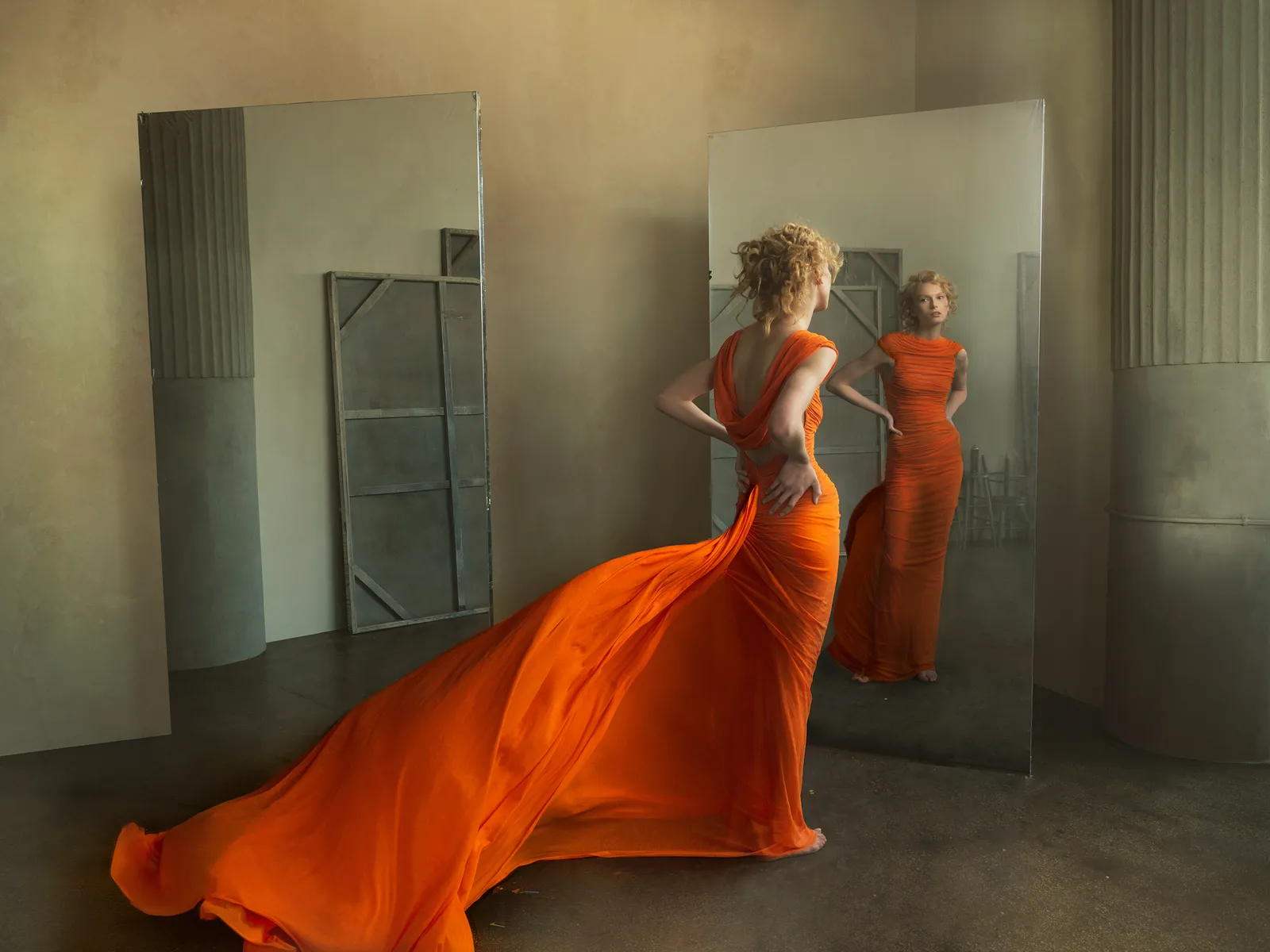 Image may contain Polina Kuklina Clothing Dress Evening Dress Formal Wear Adult Person Fashion Gown Face and Head