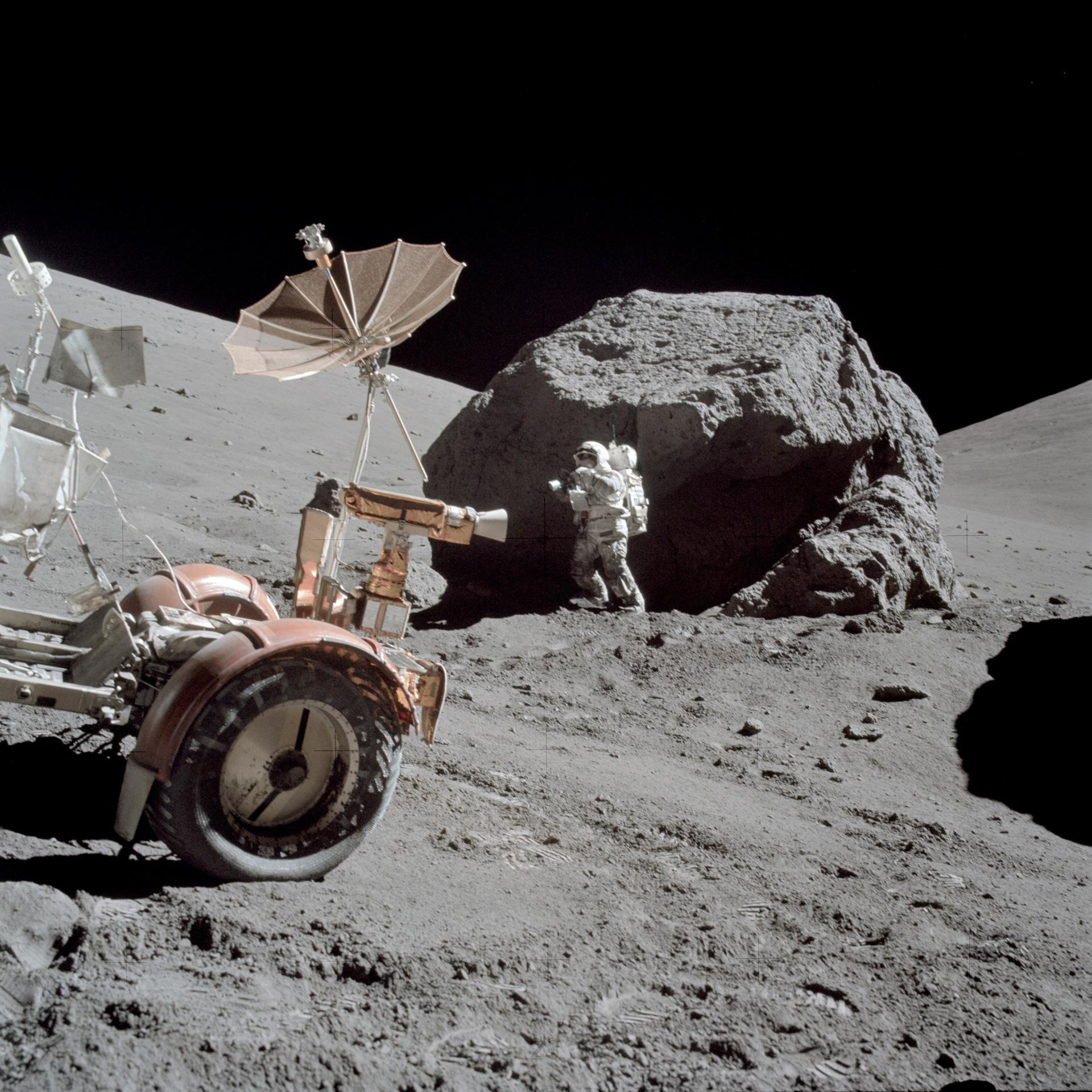 El astronauta Harrison Schmitt, en la Luna.