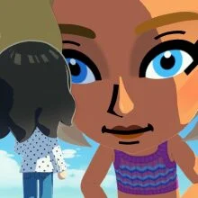 a giant woman looks at a smaller person in 'tomodachi life living the dream' game