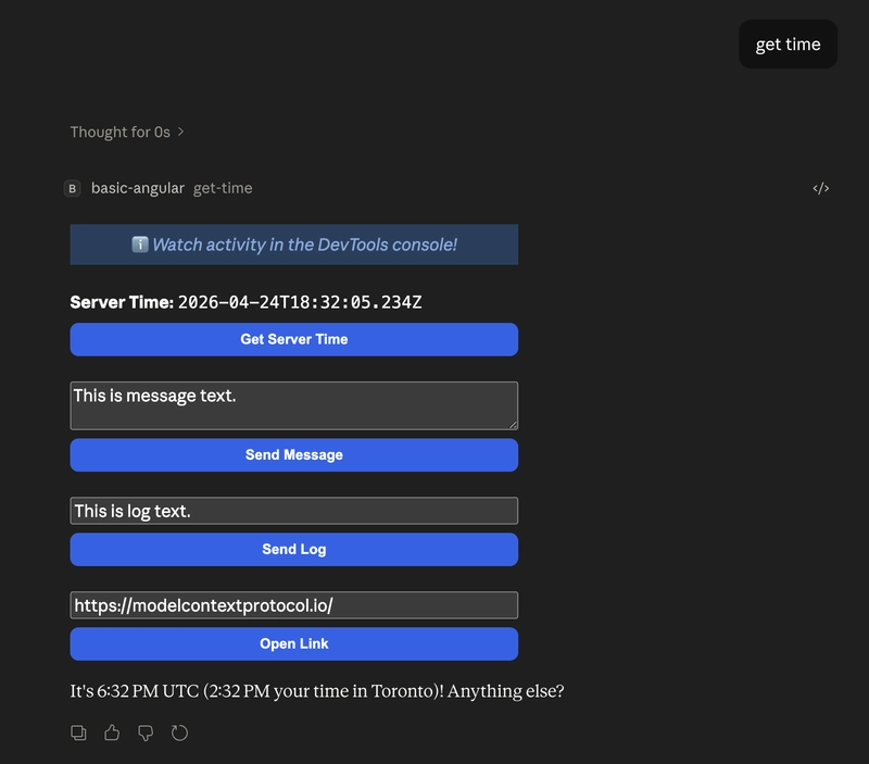 Get Time MCP App running inside Claude Desktop