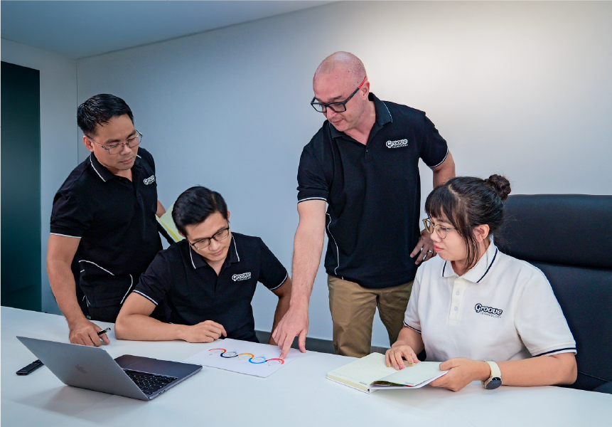 Matt Long (2nd, R), CEO of Groove Technology, said businesses often approach AI from a technology-first perspective. Photo courtesy of Groove Technology