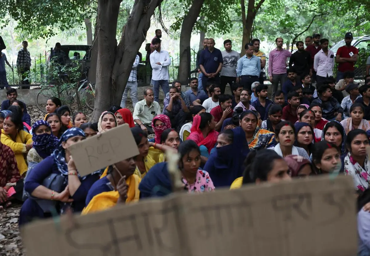 Workers demanding wage hikes, in Manesar, Haryana, on April 7, 2026. Workers demanding wage hikes, in Manesar, Haryana, on April 7, 2026.