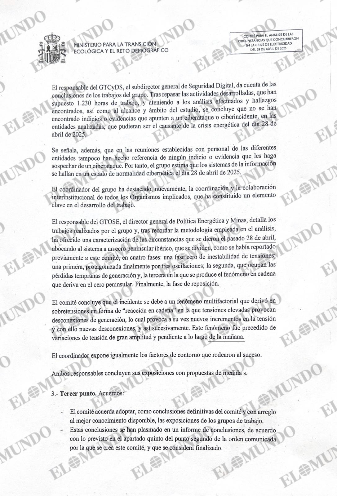 Extracto del acta de la duod�cima reuni�n, que fue la concluyente