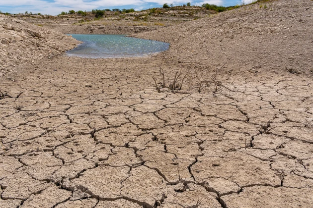 Dried lake or river