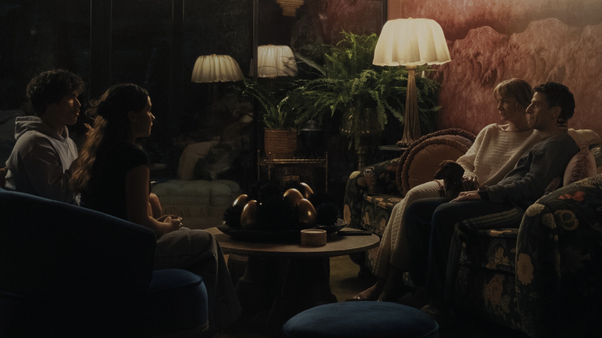 Charles Melton, Cailee Spaeny, Carey Mulligan, and Oscar Isaac in "Beef."