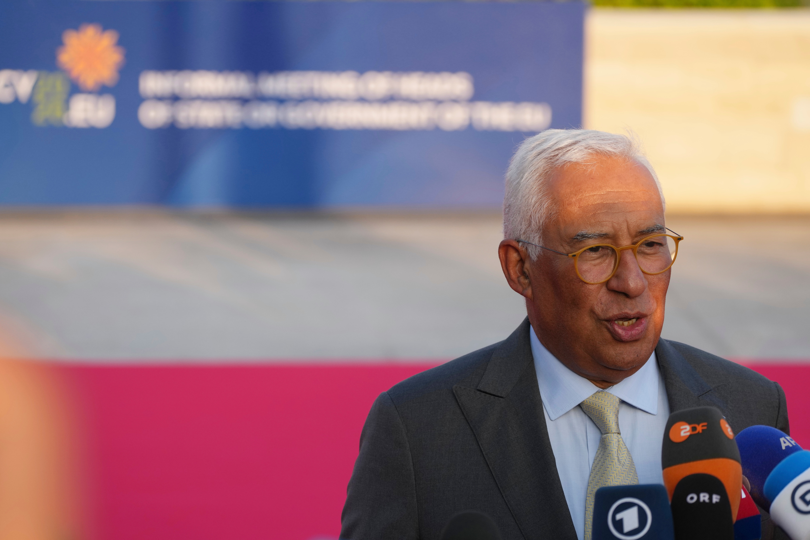 El presidente del Consejo Europeo, Antonio Costa, este jueves en Ayia Napa (Chipre).