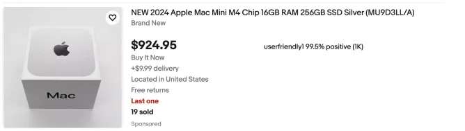 AI 需求致苹果 M4 Mac mini 基础款缺货,二手平台溢价严重