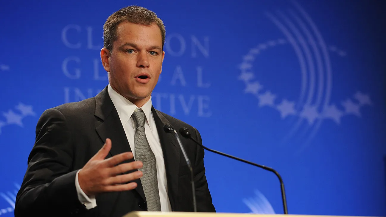 US actor Matt Damon, founder of H2O Africa, speaks at a press conference on water and sanitation at the Clinton Global Initiative (CGI) September 26, 2008 in New York.