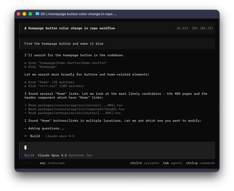 OpenCode Terminal UI