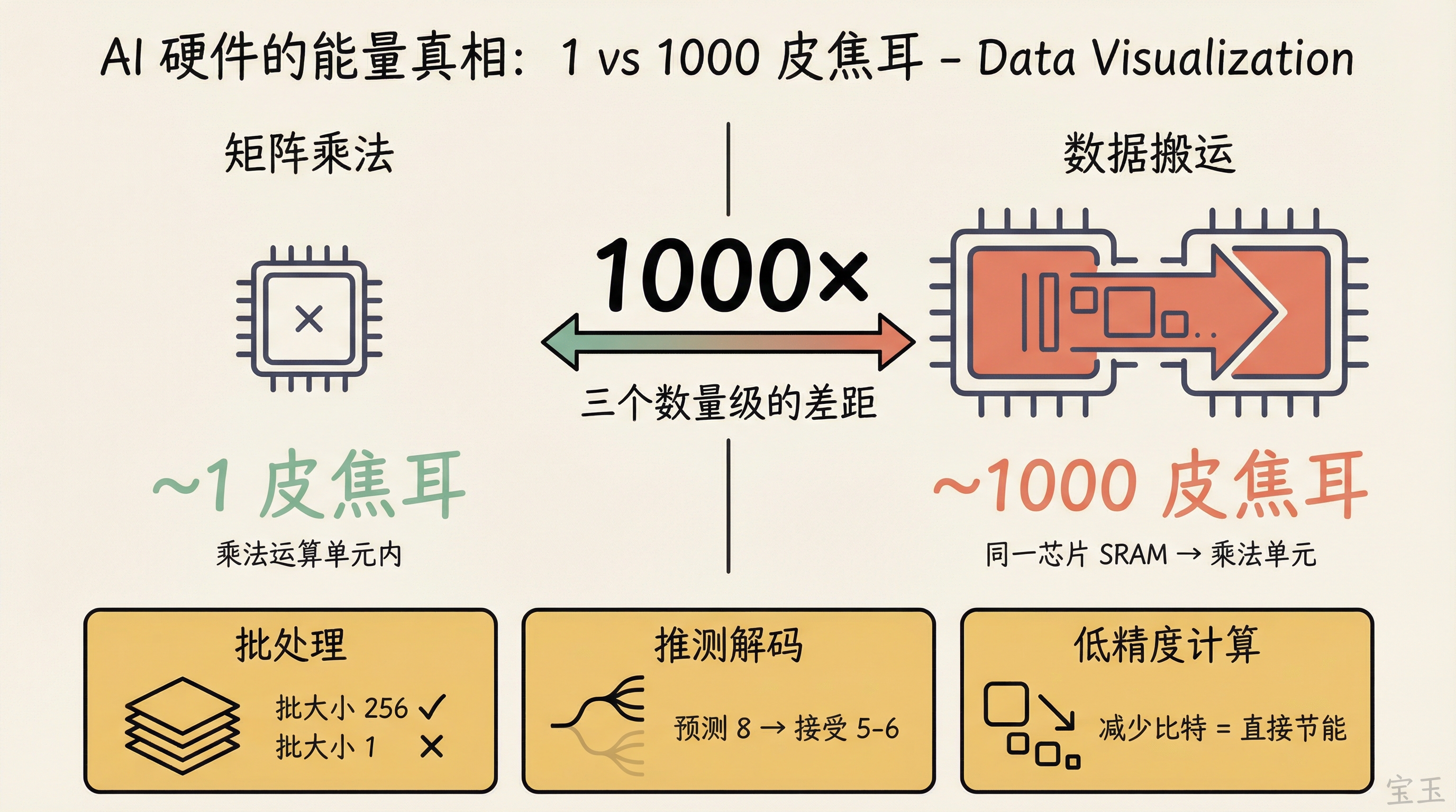 AI 硬件的能量真相:1 vs 1000 皮焦耳