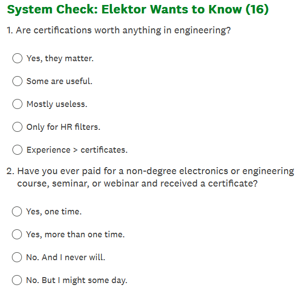 System Check: Your Opinion on Engineering Certificates