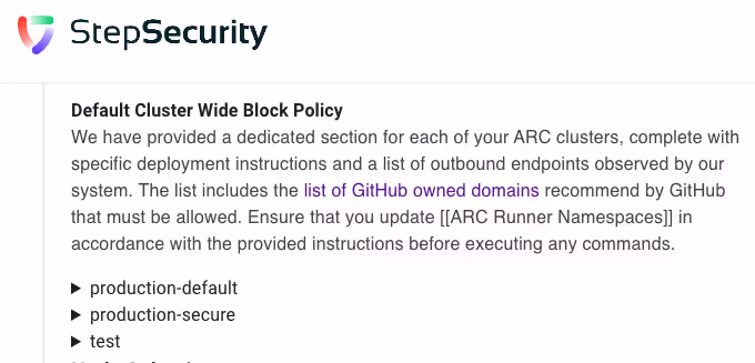 ARC default cluster wide network policy